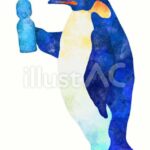 ペンギンがラムネを持っているイラスト