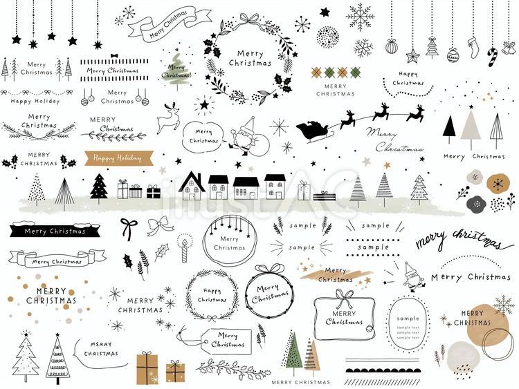 クリスマスリース,ツリー,Merry Christmas,雪だるま,プレゼントのフリー素材