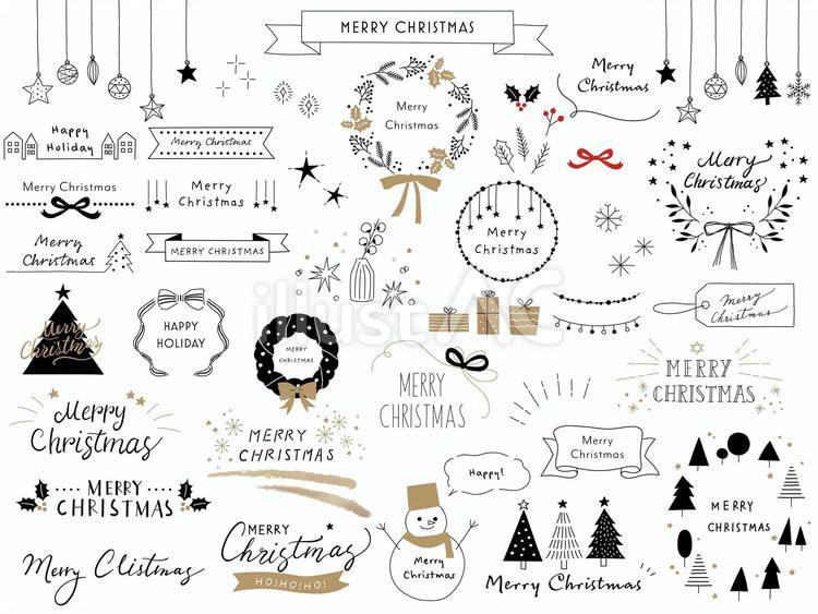 クリスマスリース,ツリー,Merry Christmas,雪だるま,プレゼントのフリー素材